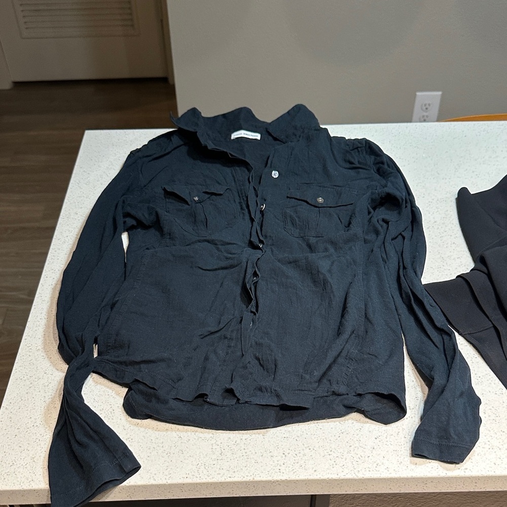 James Perse Dark Gray Casual Button-Down Shirt